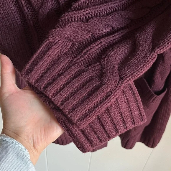 NWT Torrid Burgundy Purple Cable Knit Longline Boyfriend V-Neck Cardigan Sz 3 - Picture 10 of 14